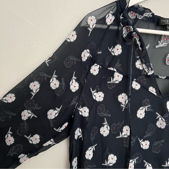 Rag & Bone Bennett Sheer Silk Blend Floral Blouse Navy White Size Small - Picture 9 of 15